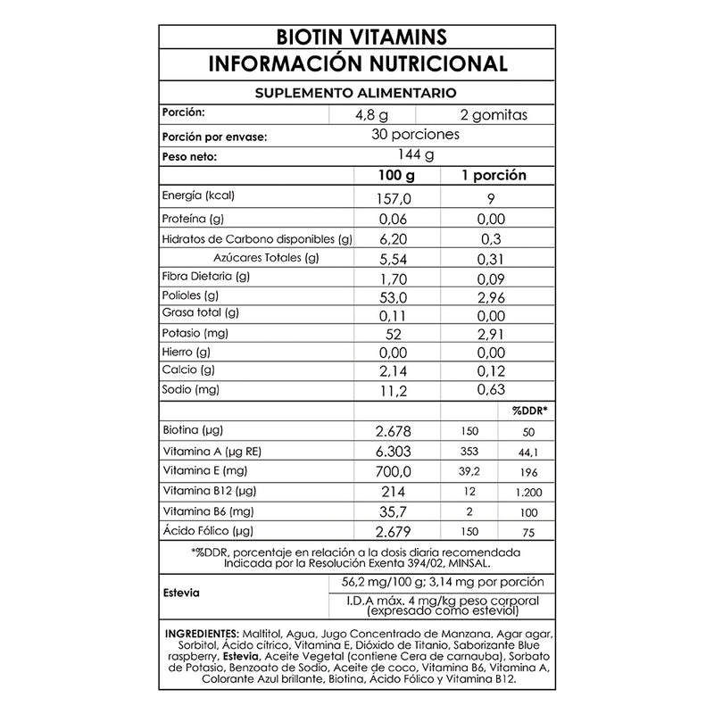 Biotin Vitamins + Cepillo Gumi Bears de regalo